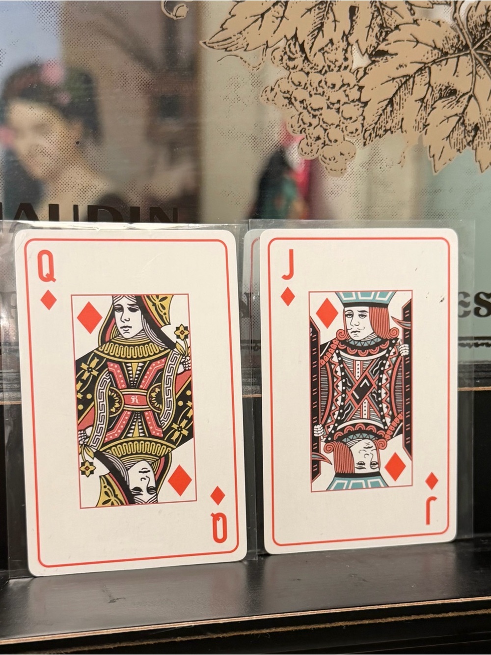 Christian Dior Red Black Diamond Face collectible Playing Cards ♦️ Queen + Jack